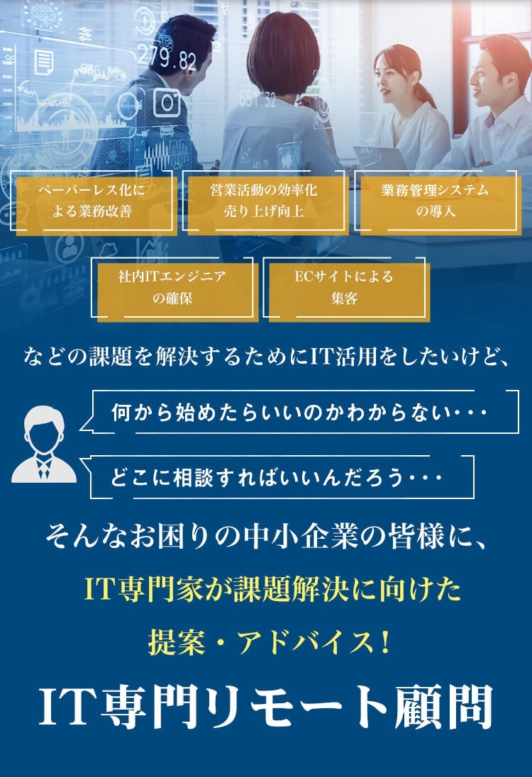 IT専門家が課題解決に向けた提案・アドバイス！IT専門リモート顧問